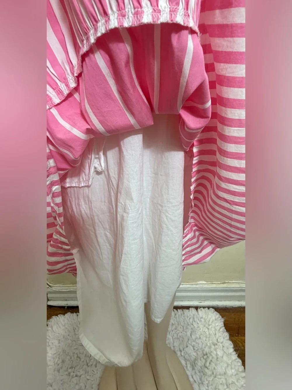 NWOT J. Crew Pink and White Striped Sleeveless Tiered Dress